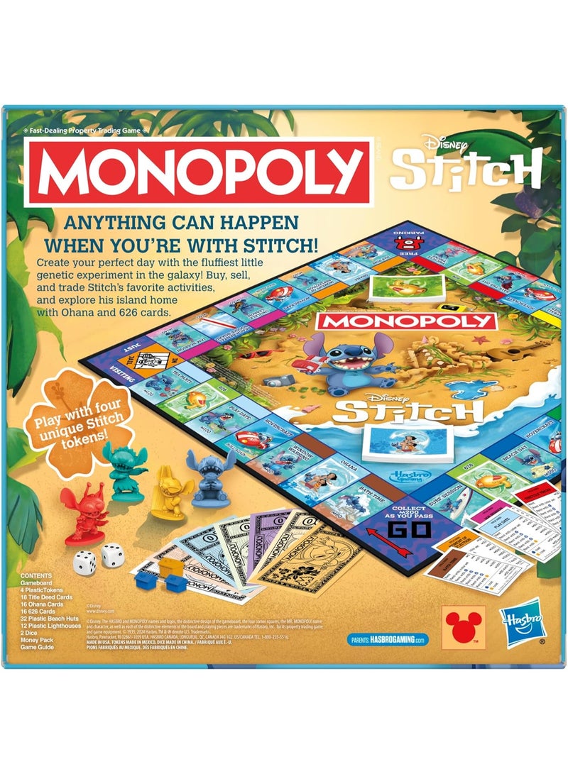 Monopoly Disney Stitch Edition Board Game | Based on Disney’s Lilo & Stitch | Officially Licensed Disney Kids Game | Ages 8+ | 2-4 Players | 30 Mins. - Image 1